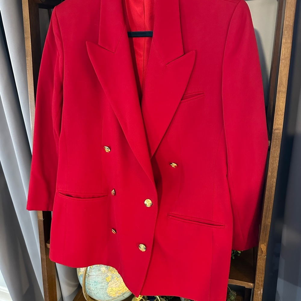Vintage Austin Reed Red Blazer with Gold Accents